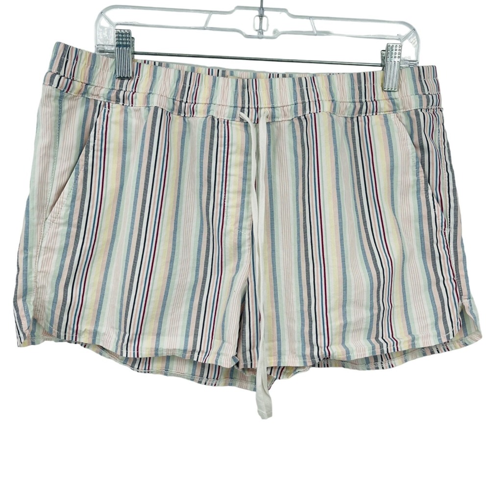 Loft Running Shorts Womens Medium‎ Multicolor Striped Cotton Drawstring Boxer